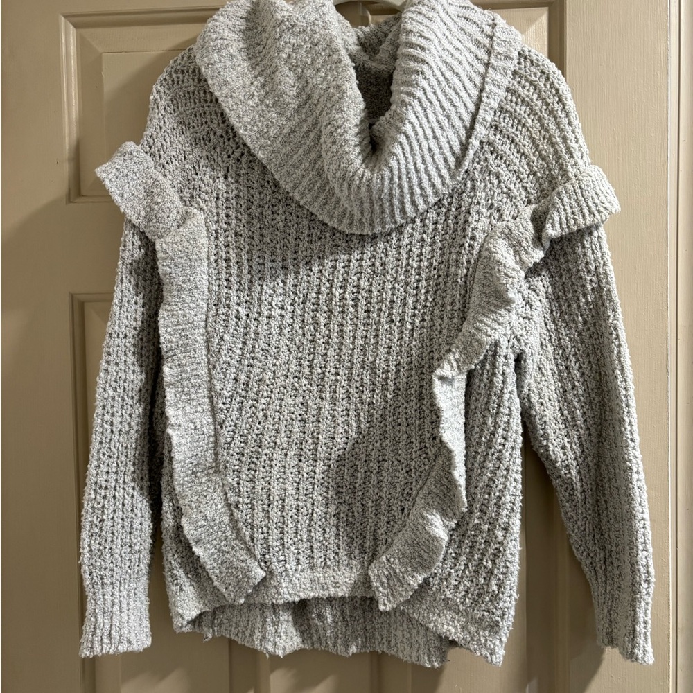 Express Light Gray Cowl Neck Sweater